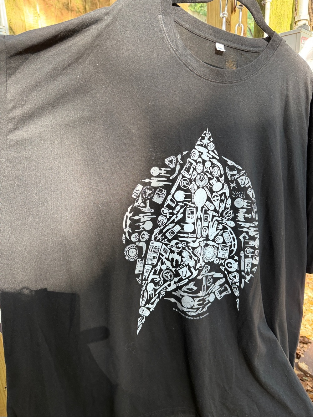 Source Unknown Black Tee with White Star Trek theme 6xl plus short sleeve - Picture 3 of 4